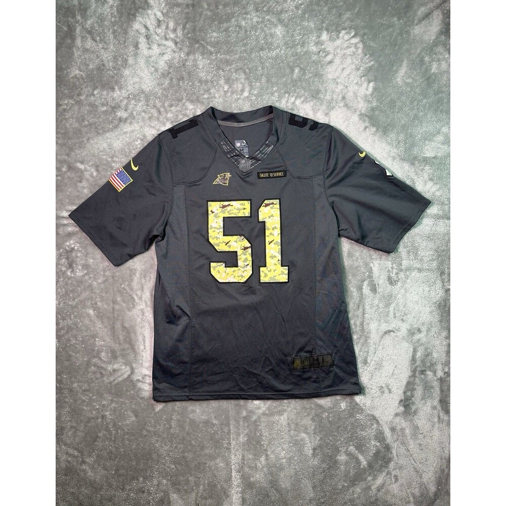Nike On Field NFL Salute To Service Panthers Sam Mills Jersey Medium Patches